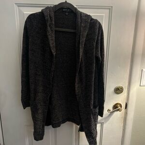 Barefoot Dreams Cozychic Lite Hooded Cardigan Black Pockets Size XS Style 905